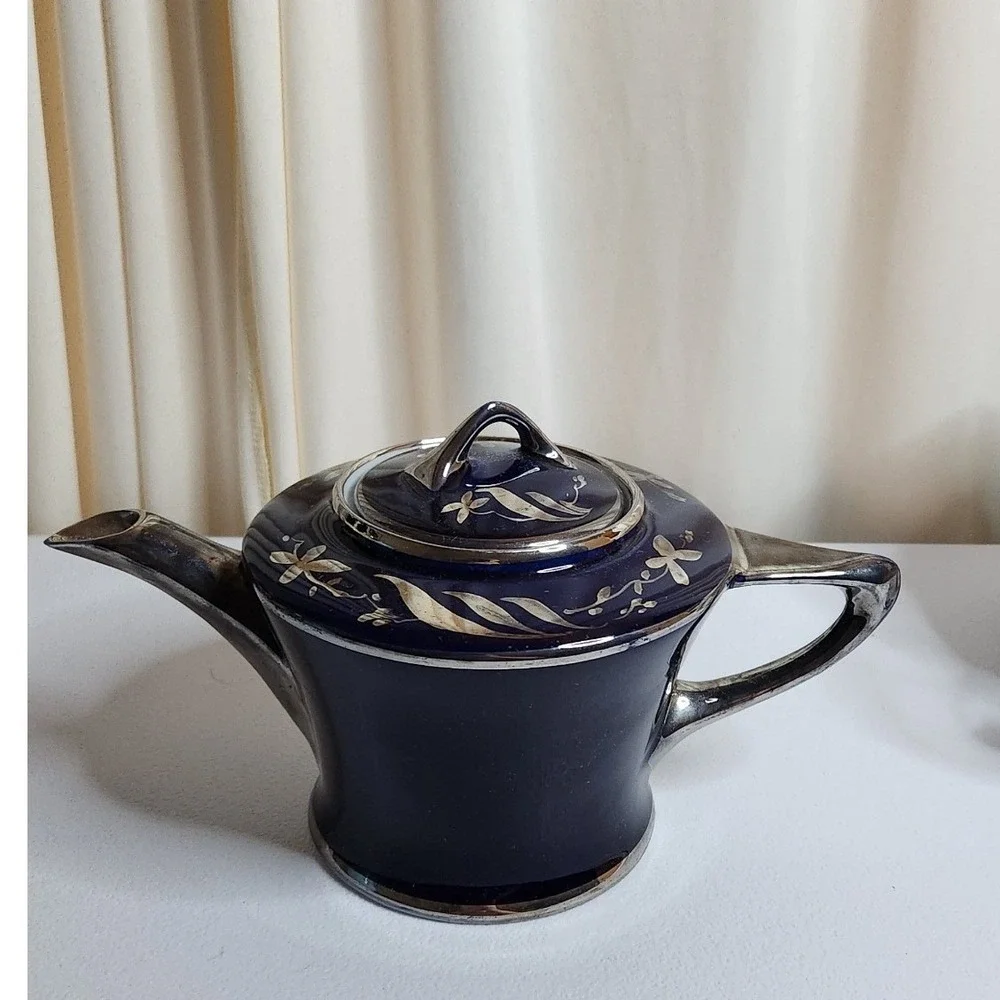 Fraunfeiter Cobalt and Gold Trimmed Teapot